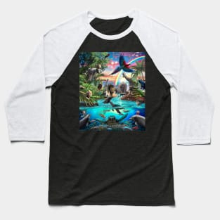 Underwater Jungle Animal Animals Scene Baseball T-Shirt